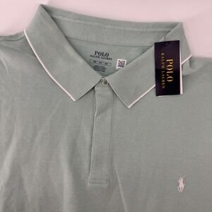 Polo Ralph Lauren Polo Shirt Men 5XB Green Tipped Trim Short Sleeve Pique